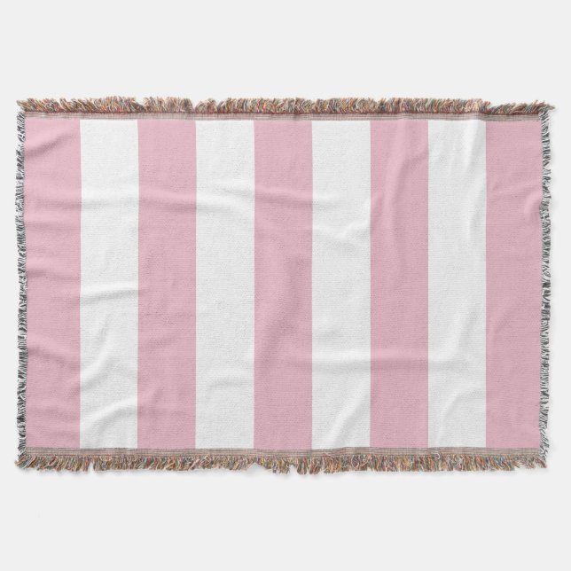 Pink Stripes, White Stripes, Striped Pattern Throw Blanket (Front)