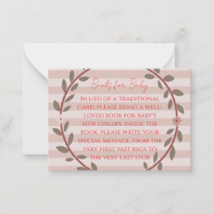 Pink Stripes Wreath Books for Baby Card