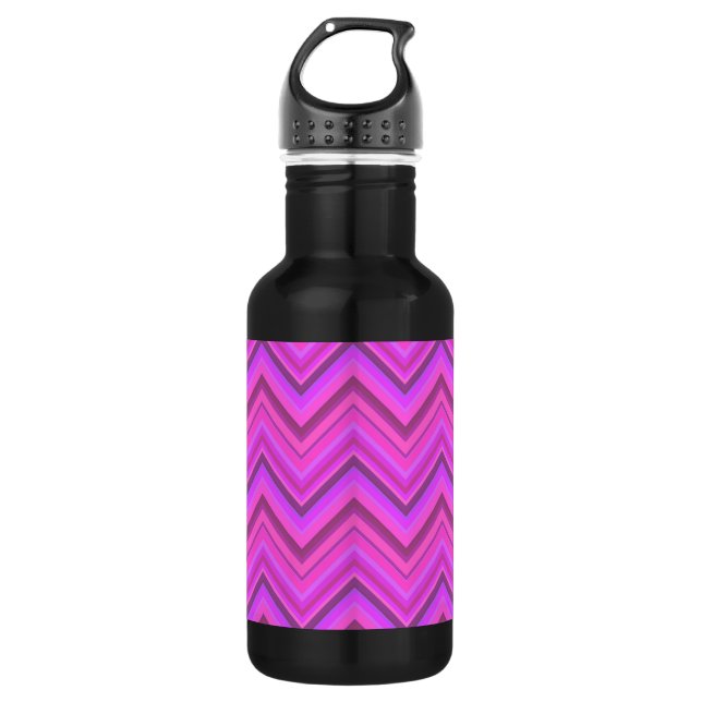 Pink stripes zigzag pattern 532 ml water bottle (Front)