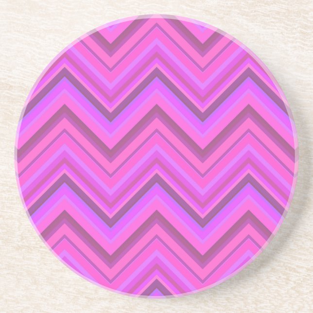 Pink stripes zigzag pattern coaster (Front)