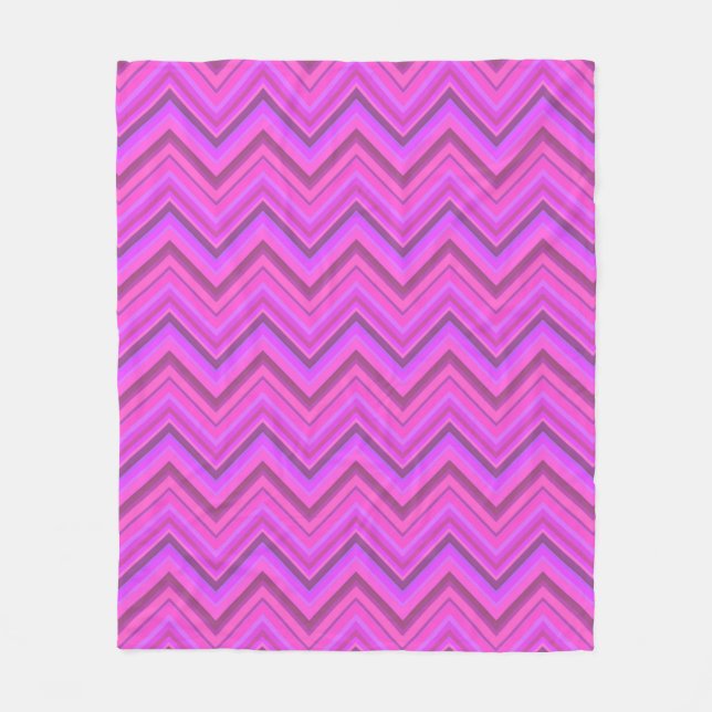 Pink stripes zigzag pattern fleece blanket (Front)