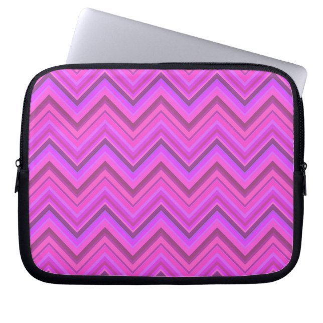 Pink stripes zigzag pattern laptop sleeve (Front)