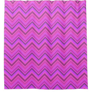 Pink stripes zigzag pattern shower curtain