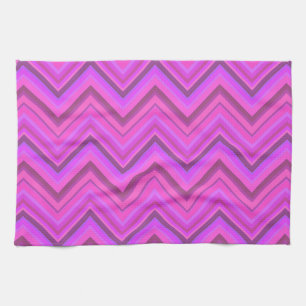 Pink stripes zigzag pattern tea towel