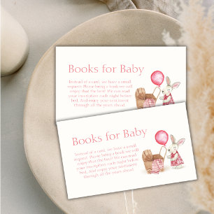 Pink Stroller Bunny Balloon Books For Baby Shower  Enclosure Card