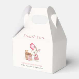 Pink Stroller Bunny Balloon Girl Baby Shower Favour Box