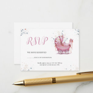 Pink Stroller RSVP Enclosure Card
