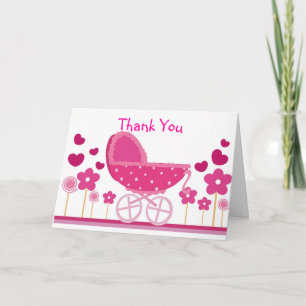 Pink Stroller Thank you Card