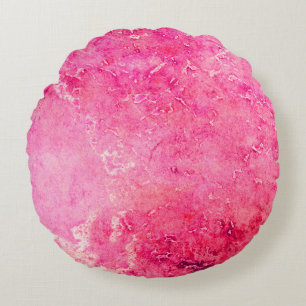 Pink Structures made in manual on a paper paintsba Round Cushion