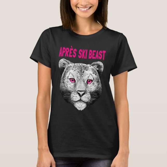 Pink Style Apres Ski Snow Leopard T-Shirt (Front)