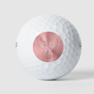 Pink Stylised Butterfly Round Tail, Embossed-look Golf Balls