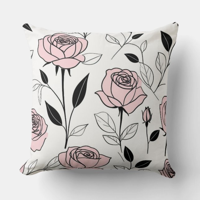 pink stylised roses cushion (Front)
