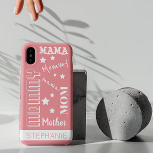 Pink, stylish Mum typography iPhone X Case