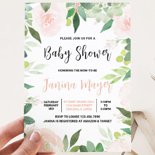 Pink Succulent Baby Shower Invitation