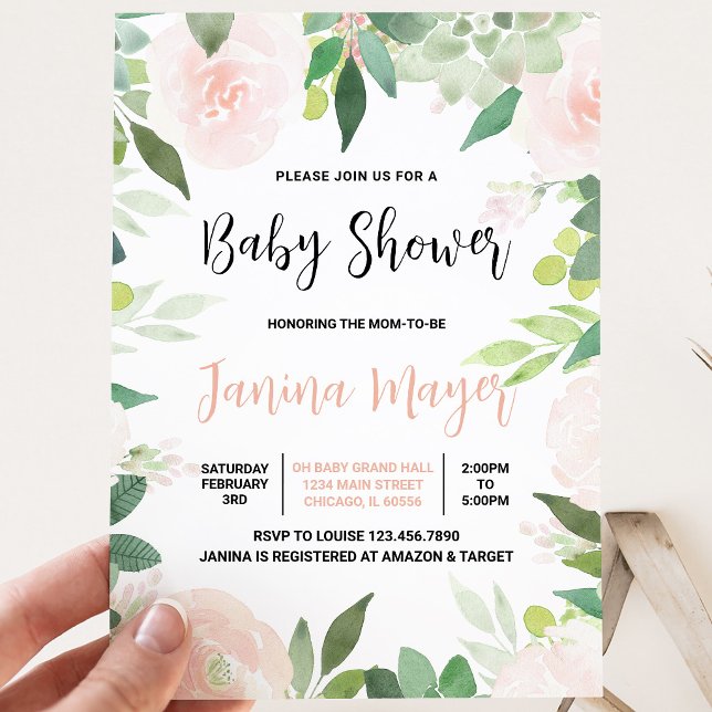 Pink Succulent Baby Shower Invitation (Creator Uploaded)