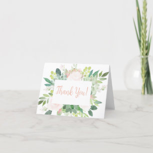 Pink Succulent Baby Shower Thank You Card