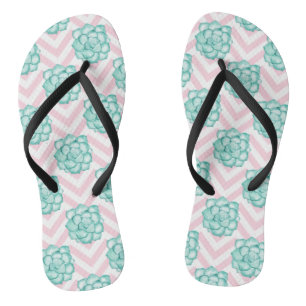 Pink Succulent Flip Flops