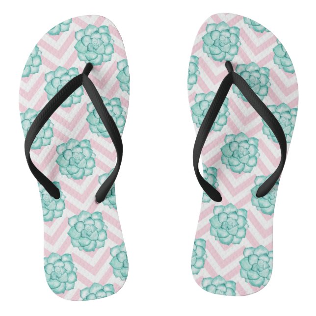Pink Succulent Flip Flops (Footbed)