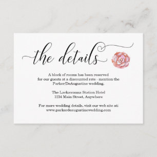 Pink Succulent Information Enclosure Card