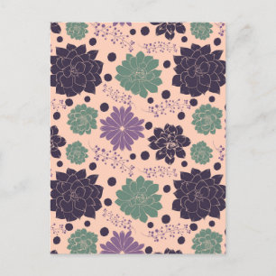 Pink Succulents Floral Pattern Postcard