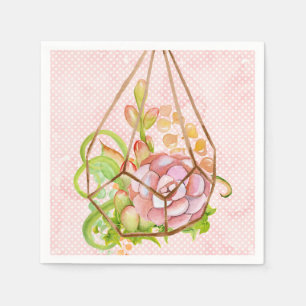 Pink Succulents Terrarium Napkin