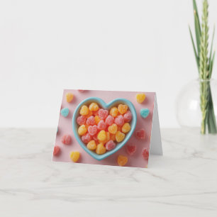 Pink Sugar Candy Hearts Valentine's Greeting Holiday Card