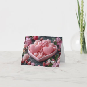 Pink Sugar Candy Hearts  Valentine's Greeting Holiday Card