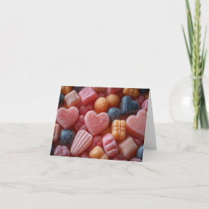 Pink Sugar Candy Hearts Valentine's Greeting Holiday Card