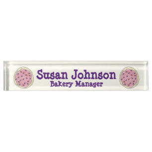Pink Sugar Cookie Bakery Manager Pastry Chef Nameplate