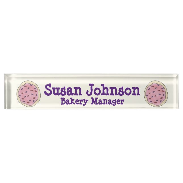 Pink Sugar Cookie Bakery Manager Pastry Chef Nameplate (Front)