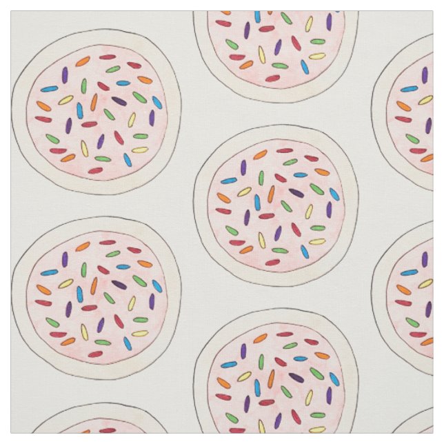 Pink Sugar Cookie Sprinkles Strawberry Frosting Fabric (Swatch)