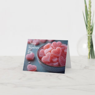Pink Sugar Hearts in a Bowl Valentine's Greeting Card