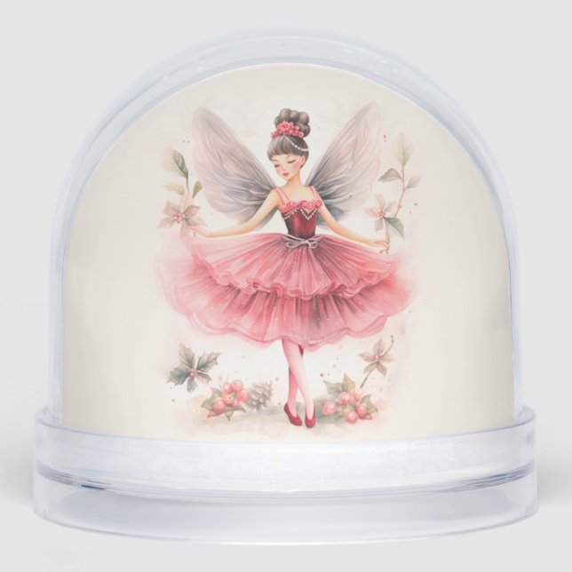Pink Sugar Plum Fairy Christmas Snowglobe (Front)