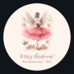 Pink Sugar Plum Fairy Vintage Christmas Stickers<br><div class="desc">Look at our enchanting pink Sugar Plum Fairy ballerina. She is the picture of elegance and grace. She looks like she just stepped out of a Christmas production of "The Nutcracker" ballet. The scene originated as a vintage watercolor design. The greeting on our delightful stickers is "Merry Christmas". You can...</div>