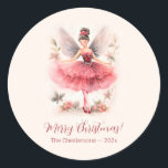Pink Sugar Plum Fairy Vintage Christmas Stickers<br><div class="desc">Look at our enchanting pink Sugar Plum Fairy ballerina. She is the picture of elegance and grace. She looks like she just stepped out of a Christmas production of "The Nutcracker" ballet. The scene originated as a vintage watercolor design. The greeting on our delightful stickers is "Merry Christmas". You can...</div>
