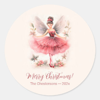Pink Sugar Plum Fairy Vintage Christmas Stickers