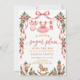 Pink Sugar Plum Nutcracker Baby Shower Invitation