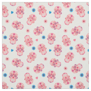 Pink Sugar Skull Pattern Fabric