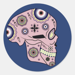 pink sugar skull profile stickers