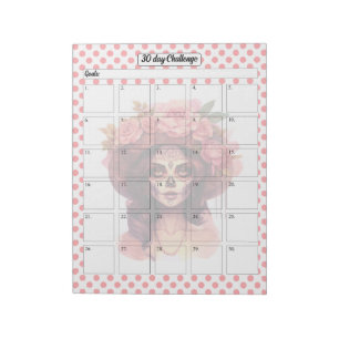 Pink Sugar Skull Weight Tracker Notepad