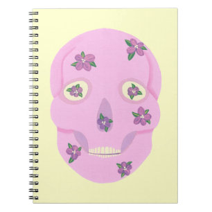 Pink Sugar Skull with Purple Flowers Notebook