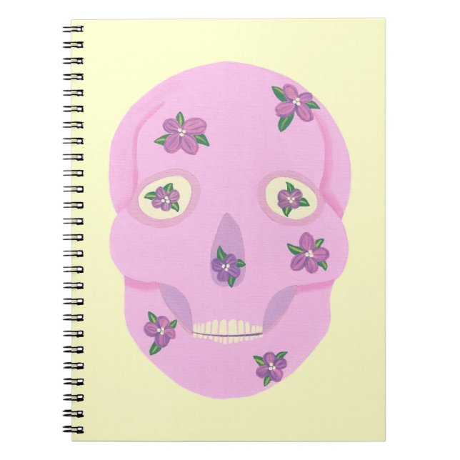 Pink Sugar Skull with Purple Flowers Notebook (Front)