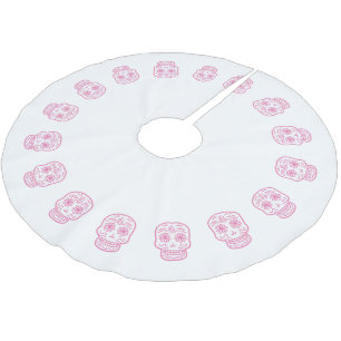 Pink Sugar Skulls Brushed Polyester Tree Skirt