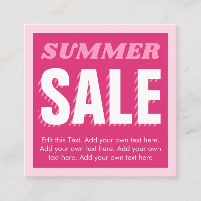 Pink Sumer Sale Business card (Front)