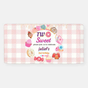 pink summer cute kids girl two sweet 2nd birthday banner