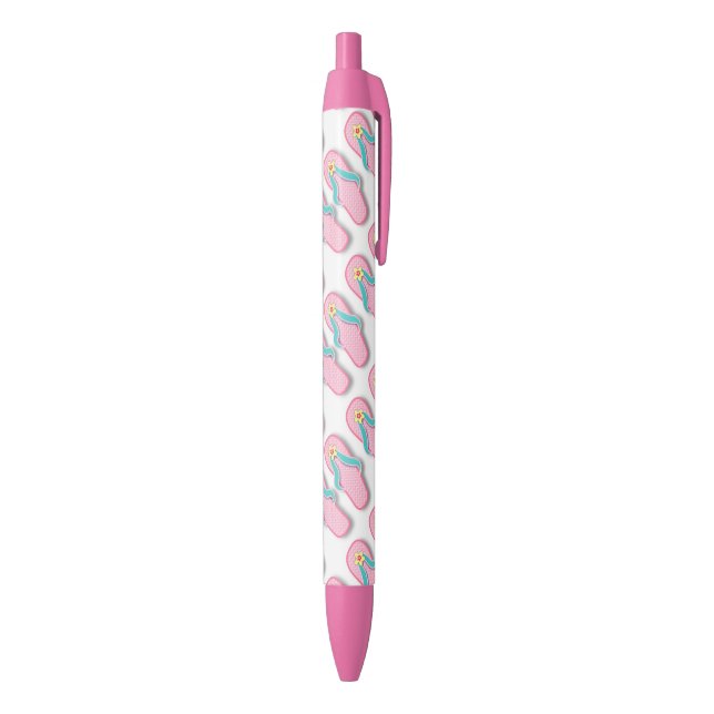 Pink Summer FlipFlops Black Ink Pen (Bottom (Vertical))