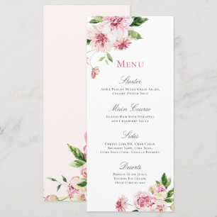 Pink Summer Floral Romantic Bridal Shower Menu