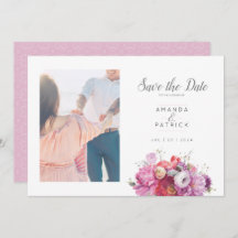 Pink Summer Floral Watercolor Wedding Photo