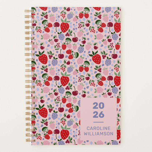 Pink Summer Fruit Berries Bridesmaid Personalised Planner (Front)