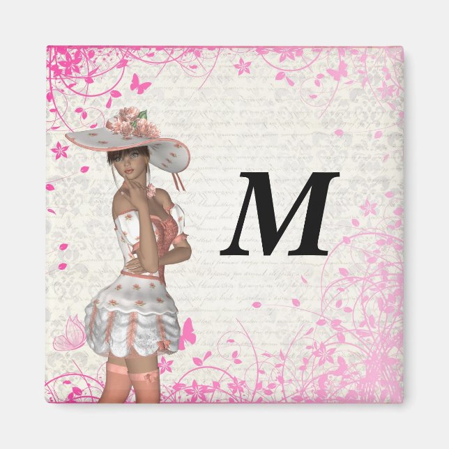 Pink summer girl magnet (Front)